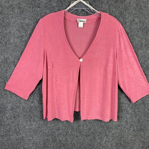 Dress Barn Stretchy Cardigan Woman 20W One Button Pink Shoulder Pads Vintage - Picture 1 of 9